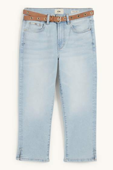 Femmes - Jean capri à ceinture - mid waist - jean bleu clair