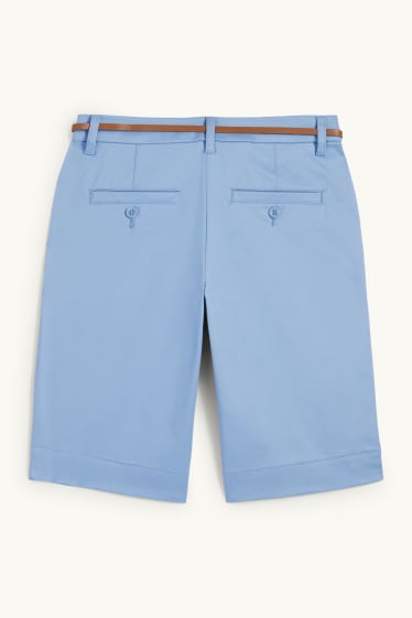 Damen - Bermudas mit Gürtel - Mid Waist - blau