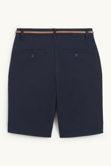 Damen - Bermudas mit Gürtel - Mid Waist - dunkelblau