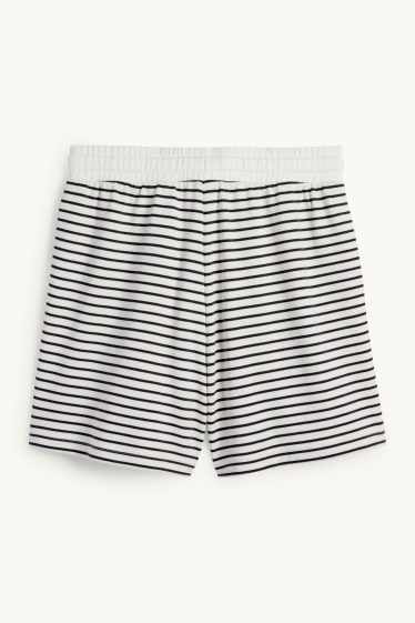 Femmes - Short en molleton - à rayures - blanc / noir