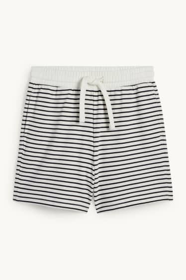 Femmes - Short en molleton - à rayures - blanc / noir