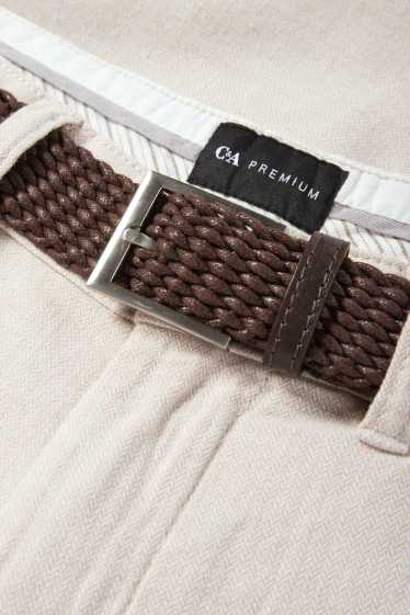 Men - Chinos with belt and linen content - regular fit - light beige