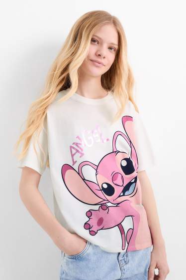 Kinder Mädchen - Multipack 2er - Lilo & Stitch - Kurzarmshirt - weiß
