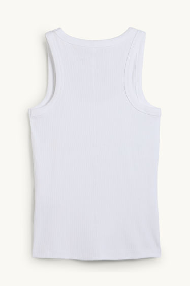 Donna - Top basic - a coste - bianco crema