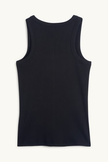 Donna - Top basic - a coste - nero