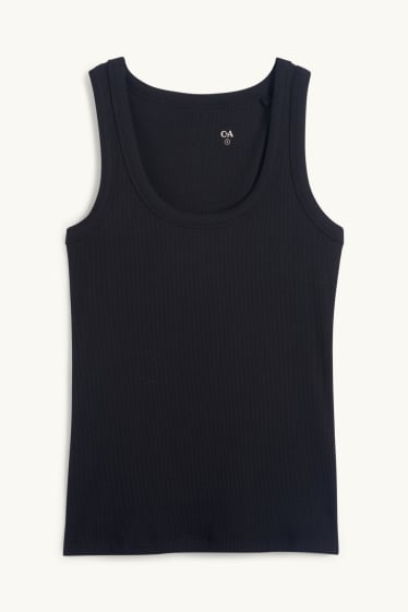 Donna - Top basic - a coste - nero