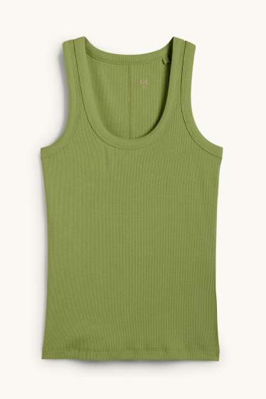 Donna - Top basic - a coste - verde chiaro