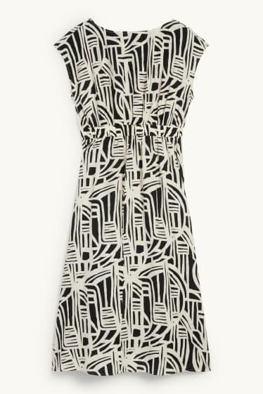 Dames - Fit & flare-jurk - met patroon - zwart / beige