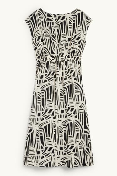 Dames - Fit & flare-jurk - met patroon - zwart / beige