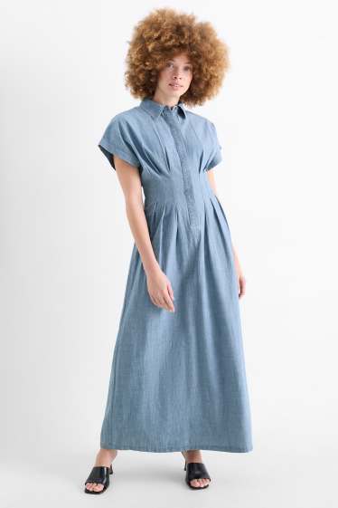 Dona - Vestit camiser - estil texà - blau clar