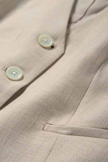 Dames - Business-gilet, deels met linnen - relaxed fit - beige