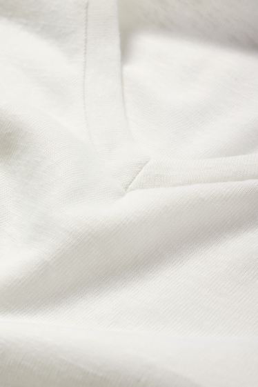 Femmes - T-shirt à col V - regular fit - blanc