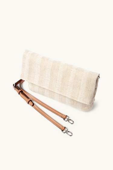 Femmes - Sac à bandoulière doté d’une bandoulière amovible - à rayures - beige clair