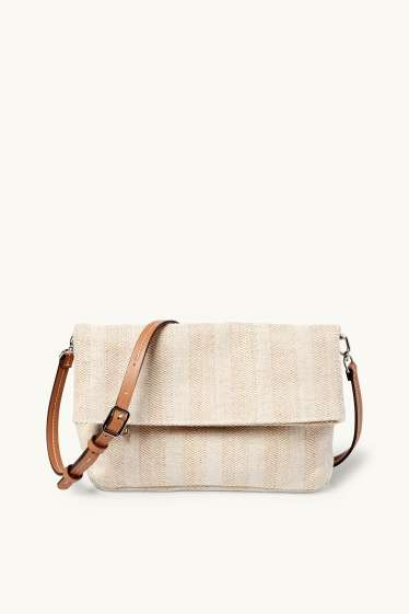 Femmes - Sac à bandoulière doté d’une bandoulière amovible - à rayures - beige clair