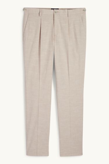 Men - Mix & match suit trousers with linen content - regular fit - stretch - light beige