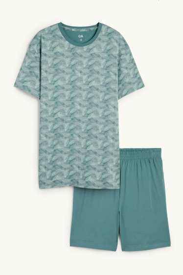 Herren - Shorty-Pyjama - türkis