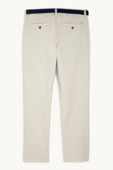Heren - Chino met riem - regular fit - licht beige