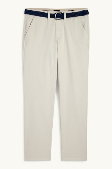 Heren - Chino met riem - regular fit - licht beige