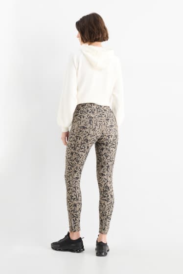 Femmes - Legging de sport - 4 Way Stretch - à motif - protection UV - noir / beige