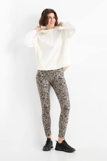 Femmes - Legging de sport - 4 Way Stretch - à motif - protection UV - noir / beige