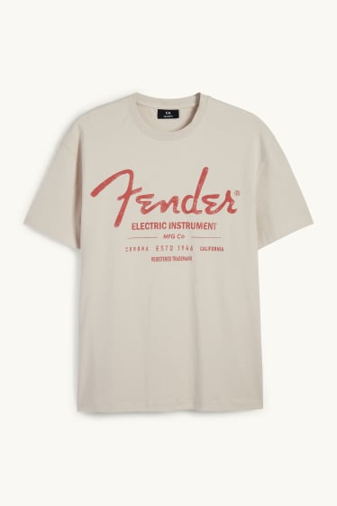 Heren - T-shirt - relaxed fit - Fender - licht beige