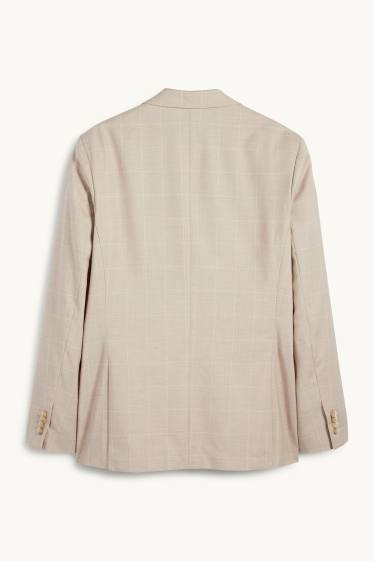 Hommes - Veste de costume - slim fit - extensible - à carreaux - beige