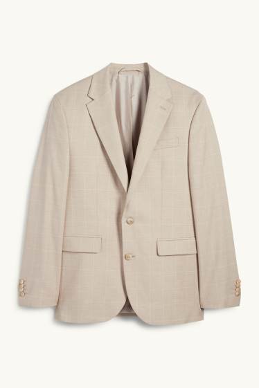 Hommes - Veste de costume - slim fit - extensible - à carreaux - beige