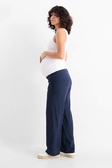 Femei - Pantaloni gravide - amestec de in - albastru închis