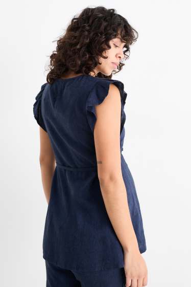 Femmes - Chemisier de grossesse - lin mélangé - bleu foncé