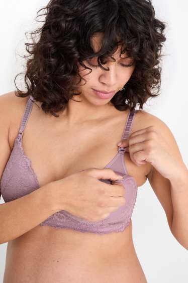 Femei - Sutien pentru alăptare fără armătură - vătuit - violet deschis