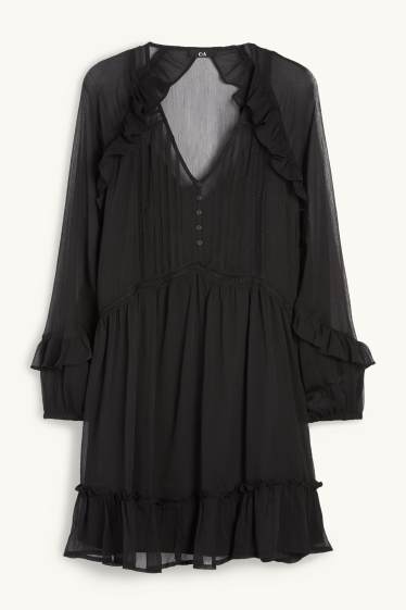 Femmes - Robe en mousseline - noir