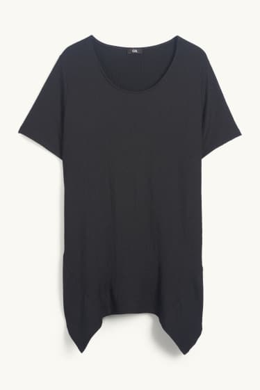 Femmes - T-shirt - texturé - noir