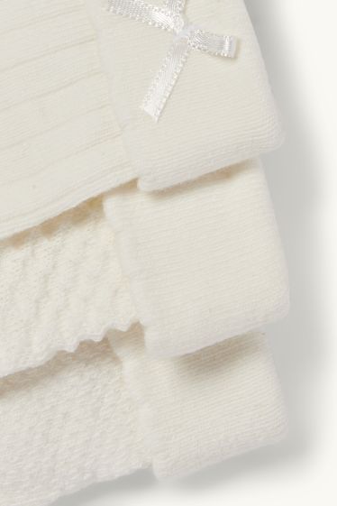 Baby: meisjes - Set van 3 paar - newbornsokken - met structuur - wit