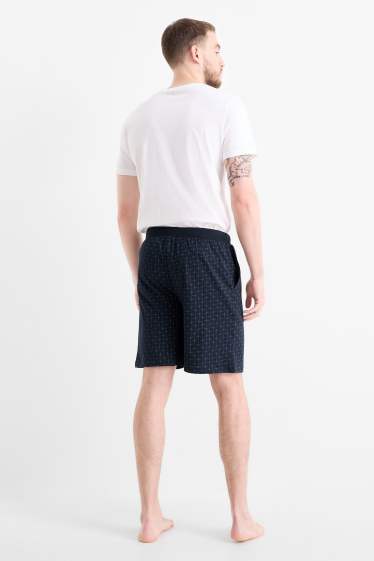 Herren - Pyjamashorts - kariert - dunkelblau