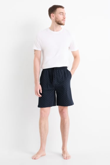 Herren - Pyjamashorts - kariert - dunkelblau