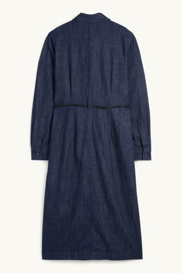 Women - Denim shirt dress - denim-dark blue