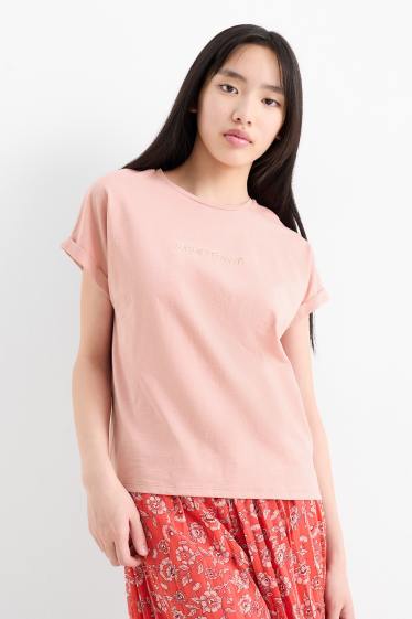 Kinder Mädchen - Multipack 3er - Typo - Kurzarmshirt - cremeweiss