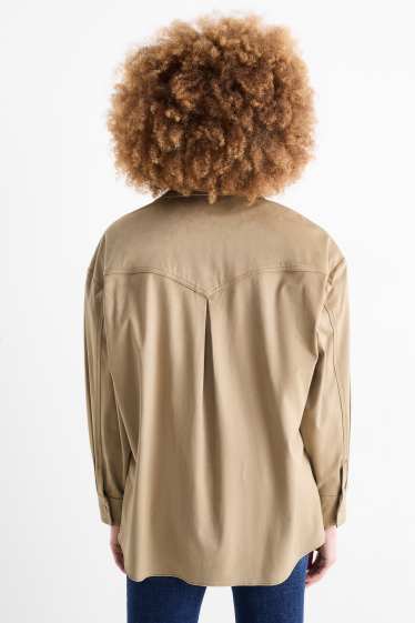 Damen - Shacket - Velourslederimitat - taupe