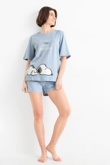 Mujer - Pijama corto - Snoopy - azul claro