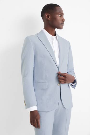 Hommes - Veste de costume - slim fit - Flex - à rayures - bleu clair