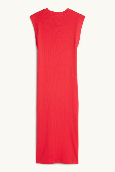 Damen - T-Shirt-Kleid - gerippt - rot