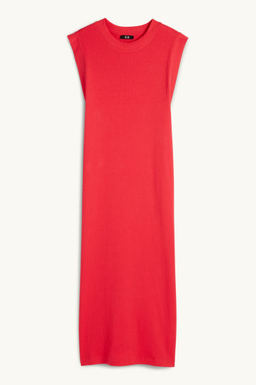 Damen - T-Shirt-Kleid - gerippt - rot