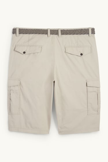 Uomo - Bermuda cargo con cintura - beige