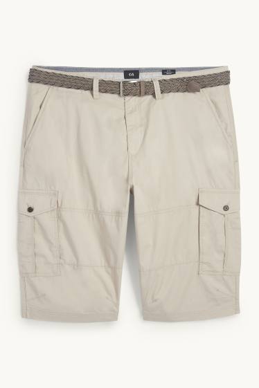 Uomo - Bermuda cargo con cintura - beige