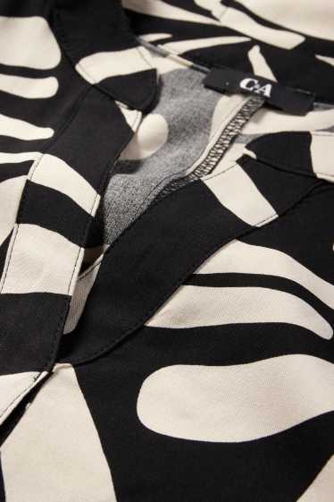 Dona - Vestit de viscosa - estampat - negre/beix