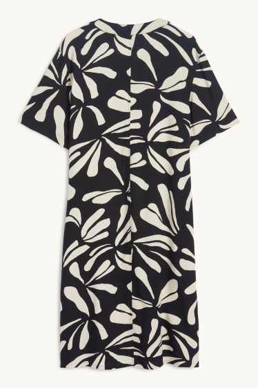 Dona - Vestit de viscosa - estampat - negre/beix