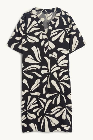 Dona - Vestit de viscosa - estampat - negre/beix