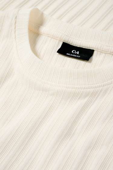 Men - T-shirt - relaxed fit - ribbed - cremewhite