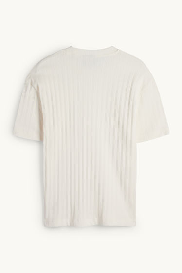 Men - T-shirt - relaxed fit - ribbed - cremewhite