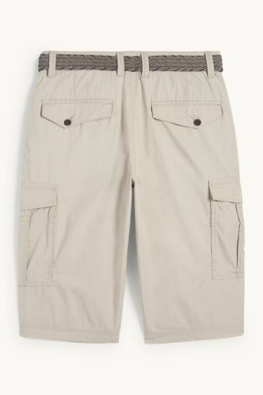 Uomo - Bermuda cargo con cintura - beige